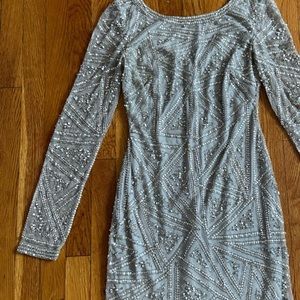 Aidan Mattox silver sequin dress